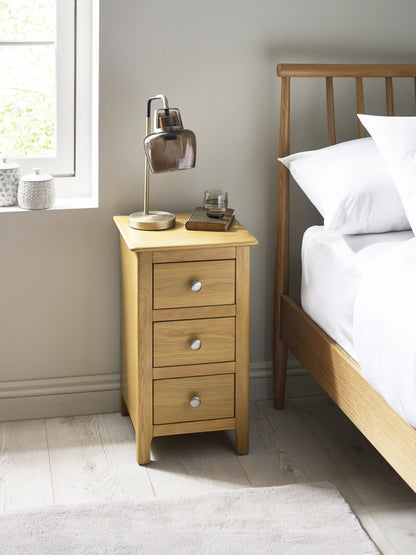 Somerset Oak Compact 3 Drawer Bedside Table