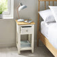Somerset White and Oak Compact 1 Drawer Bedside Table with Shelf