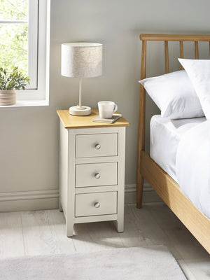 Somerset Truffle Grey and Oak Compact 3 Drawer Bedside Table