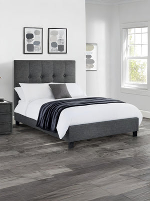 Sorrento 135cm Double Slate Grey Linen Style Fabric Bed