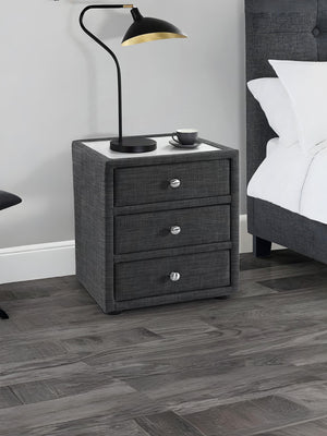 Sorrento 3 Drawer Bedside Slate Linen
