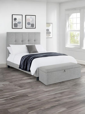 Sorrento 180cm Superking Slate Grey Linen Style Fabric Bed