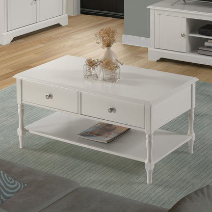 Stratford 2 Drawer Coffee Table - WHITE