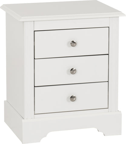 Stratford 3 Drawer Bedside - WHITE