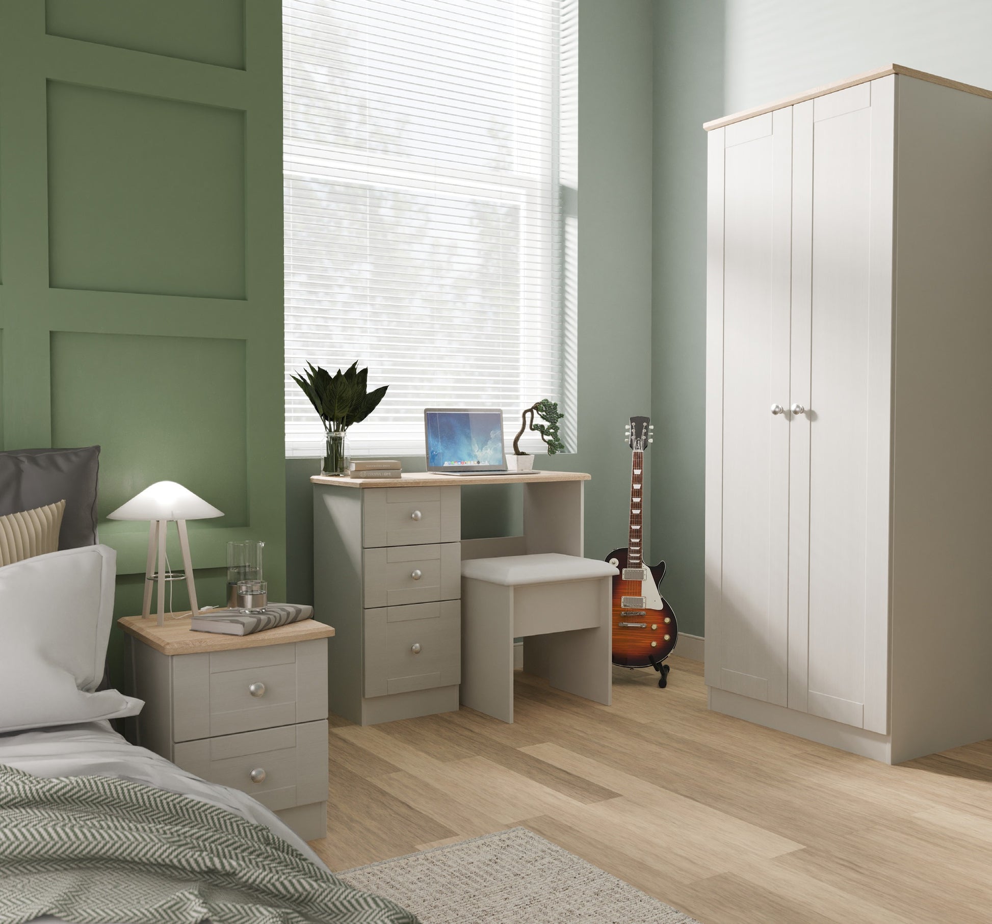 Sussex Tall 6 Door Plain + 2Draw Mirr Robe