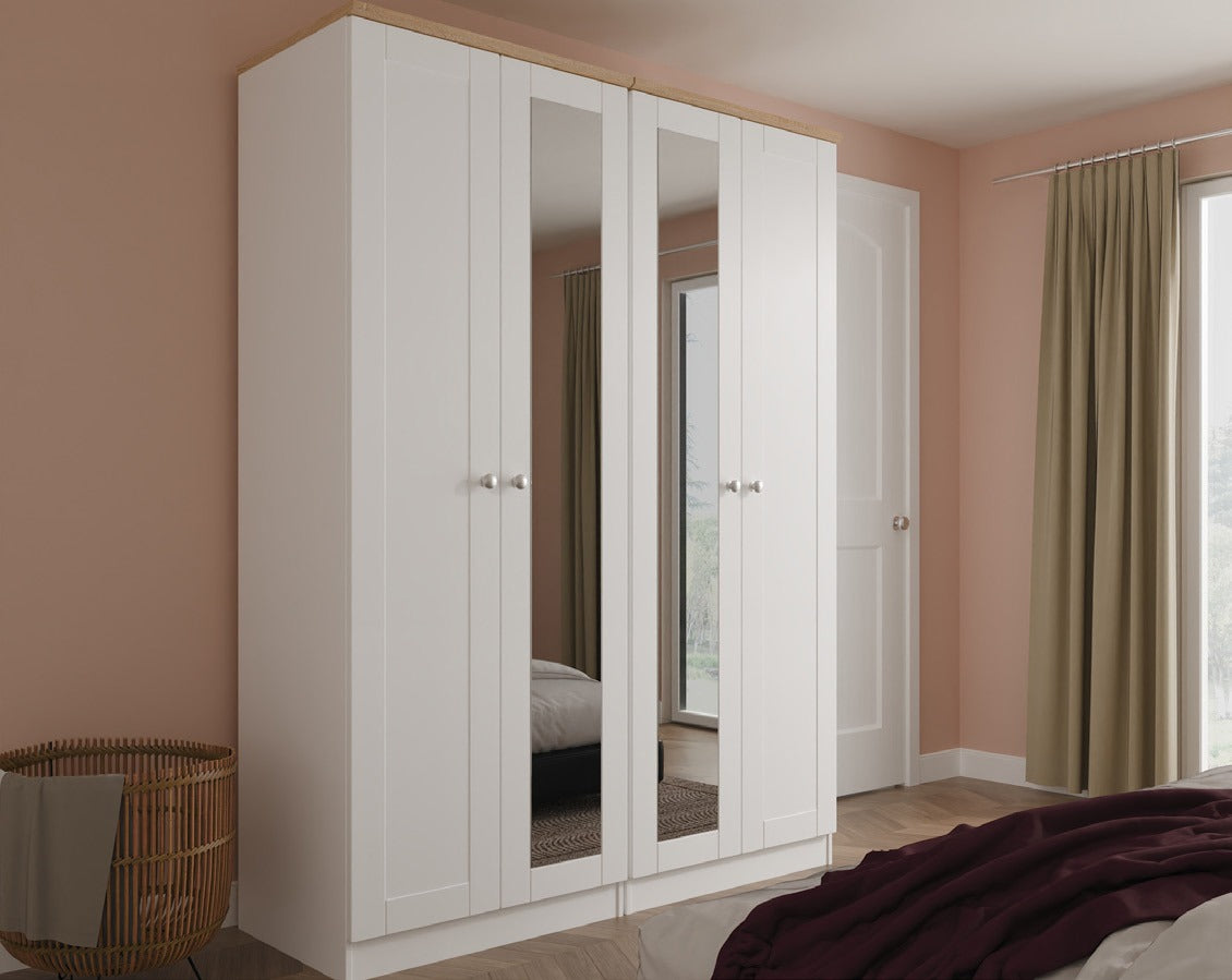 Sussex Tall 6 Door Plain + 2Draw Mirr Robe