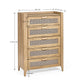 Sydney Rattan Print 5 Drawer Chest - Oak Effect