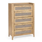 Sydney Rattan Print 5 Drawer Chest - Oak Effect