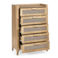 Sydney Rattan Print 5 Drawer Chest - Oak Effect