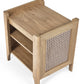 Sydney Rattan Print Side Table - Oak Effect