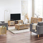 Sydney Rattan Print Side Table - Oak Effect