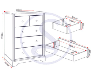 Stratford 3+2 Drawer Chest - WHITE