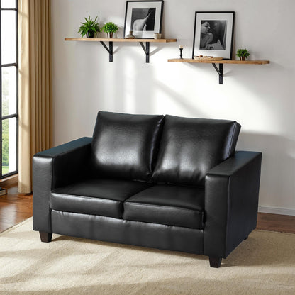 Tempo Two Seater Sofa-in-a-Box - BLACK PU