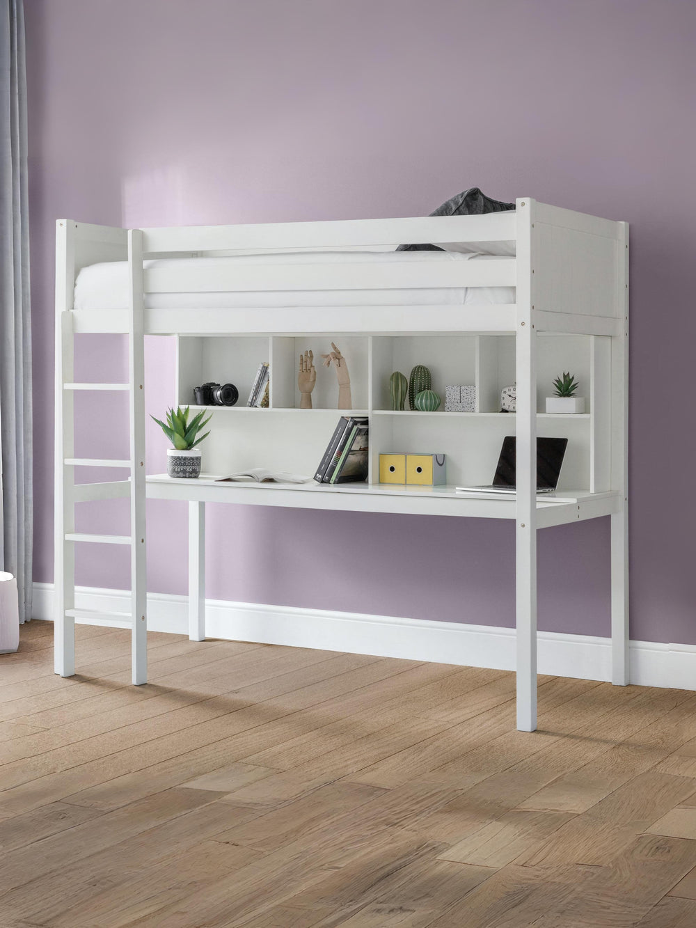 Titan 90cm Single White Highsleeper Loft bed with Desk