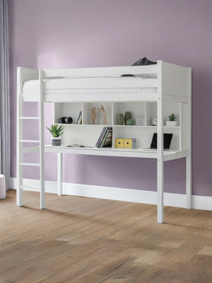 Titan 90cm Single White Highsleeper Loft bed with Desk