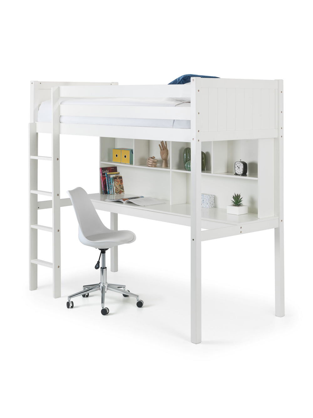 Titan 90cm Single White Highsleeper Loft bed with Desk