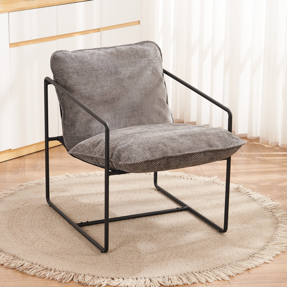 Tivoli Occasional Chair - Black Metal/Grey Fabric