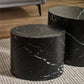 Toba Nest of 2 Black Marble Effect Tables