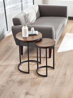 Tribeca Round Nesting Side Tables Walnut