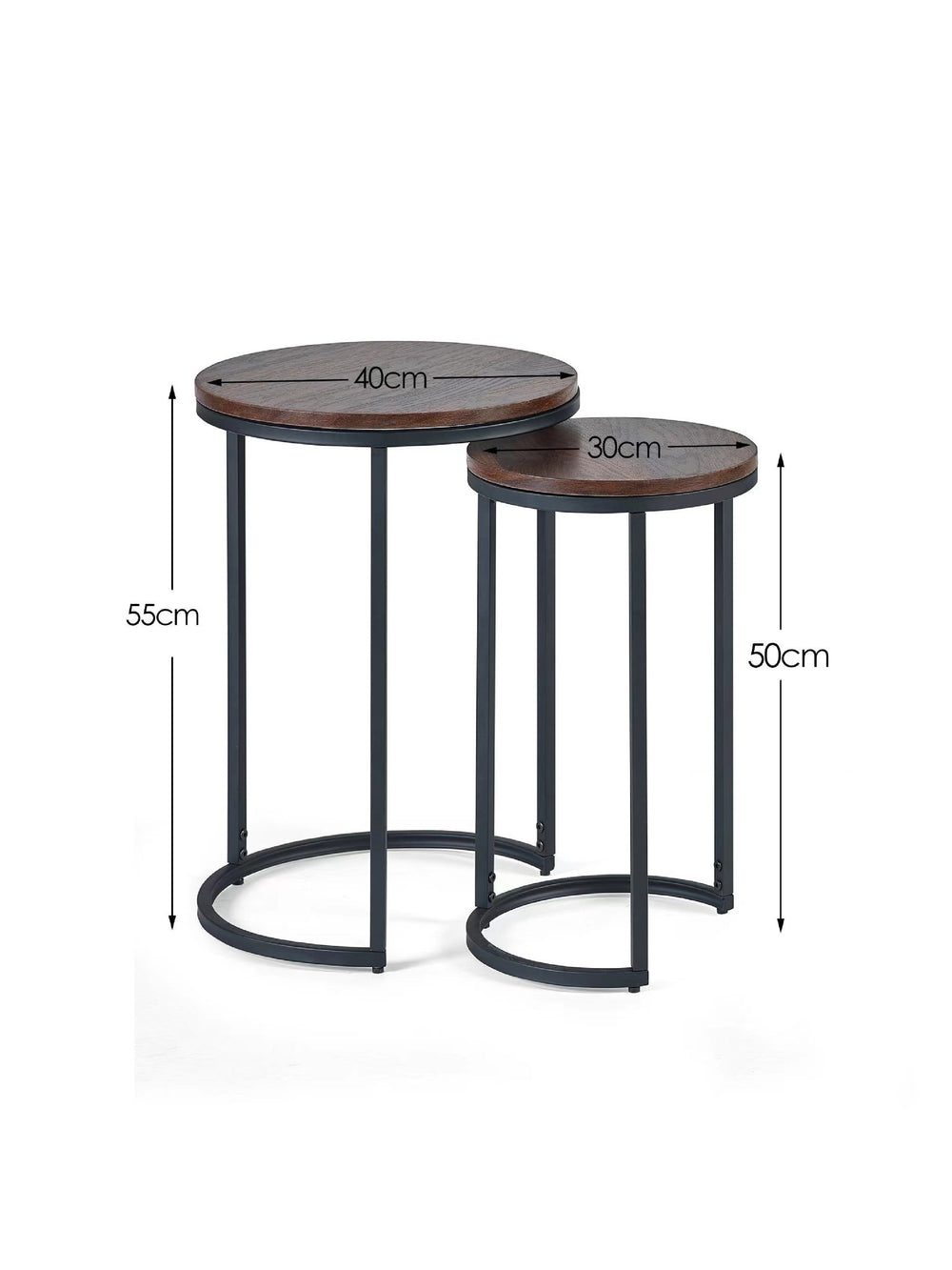Tribeca Round Nesting Side Tables Walnut