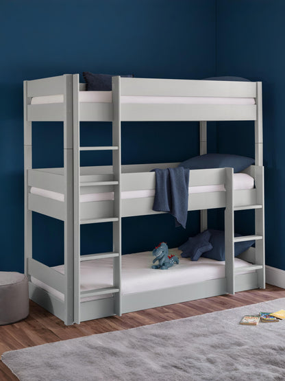 Trio 90cm Single Grey 3 Tier Triple Bunk Bed