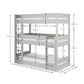 Trio 90cm Single Grey 3 Tier Triple Bunk Bed