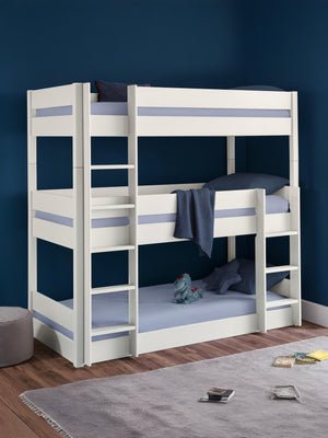 Trio 90cm Single White 3 Tier Triple Bunk Bed