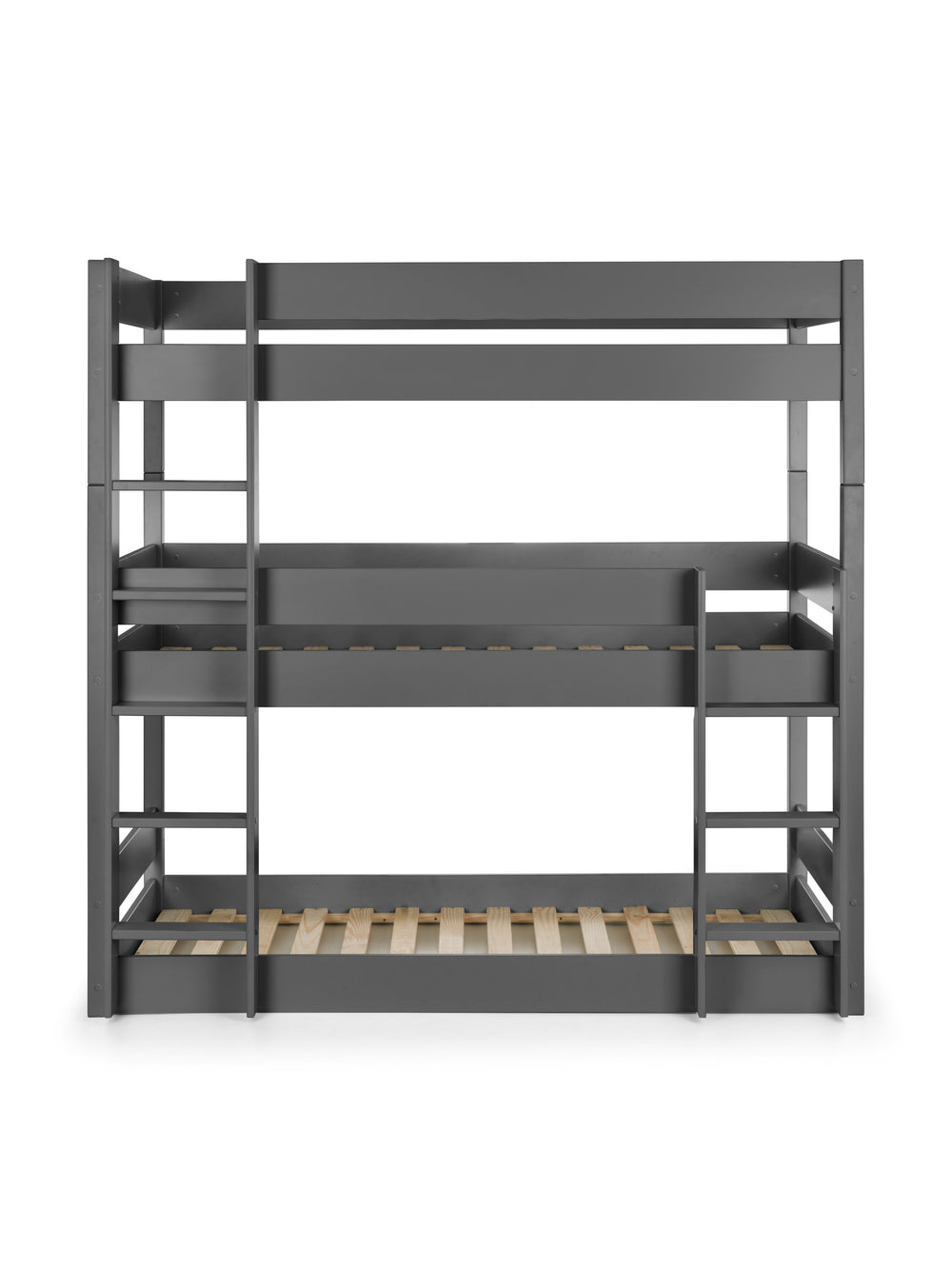 Trio 90cm Single Anthracite Black 3 Tier Triple Bunk Bed