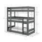 Trio 90cm Single Anthracite Black 3 Tier Triple Bunk Bed