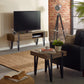 Troy Square Side Table - Rustic Wood Effect