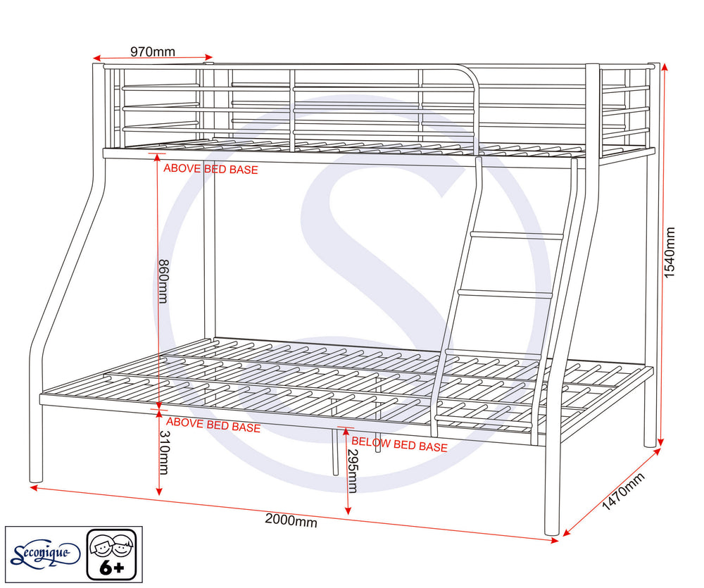 Tandi Triple Sleeper Bunk Bed - SILVER