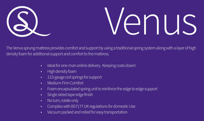 Venus 4' Memory Cool Rolled Mattress - WHITE FABRIC