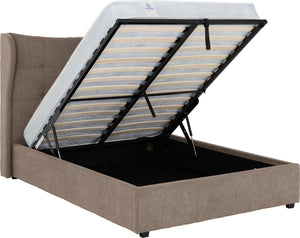 Verona Ottoman 5' Bed - BROWN FABRIC