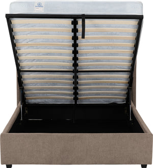 Verona Ottoman 4'6" Bed - BROWN FABRIC