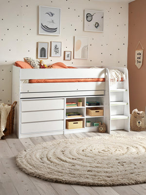 Vespa Mid Sleeper Bed with Desk - White