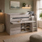 Vespa Mid Sleeper Bed with Desk - Grey Oak Effect