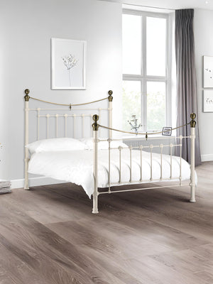 Victoria 150cm King White Metal Bed