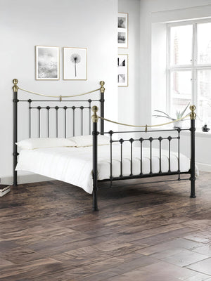 Victoria 150cm King Black Metal Bed