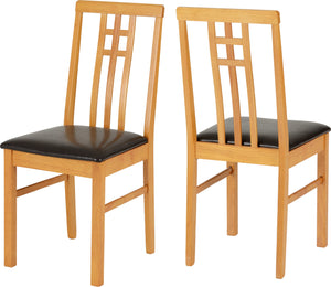 Vienna Chair (Box of 2) - Medium Oak/Brown Faux Leather
