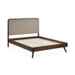 Walden Walnut Effect 150cm Kingsize Bed with Grey Chenille Upholstered Headboard