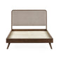 Walden Walnut Effect 150cm Kingsize Bed with Grey Chenille Upholstered Headboard