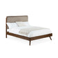 Walden Walnut Effect 135cm Double Bed with Grey Chenille Upholstered Headboard
