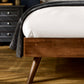 Walden Walnut Effect 135cm Double Bed with Grey Chenille Upholstered Headboard