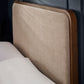 Walden Walnut Effect 135cm Double Bed with Grey Chenille Upholstered Headboard