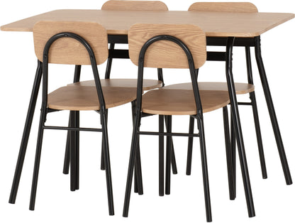 Warren 1+4 Dining Set - Russet Oak Effect/Black