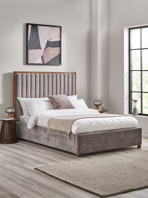 Whitmore Grey Chenille Upholstered Double Bed
