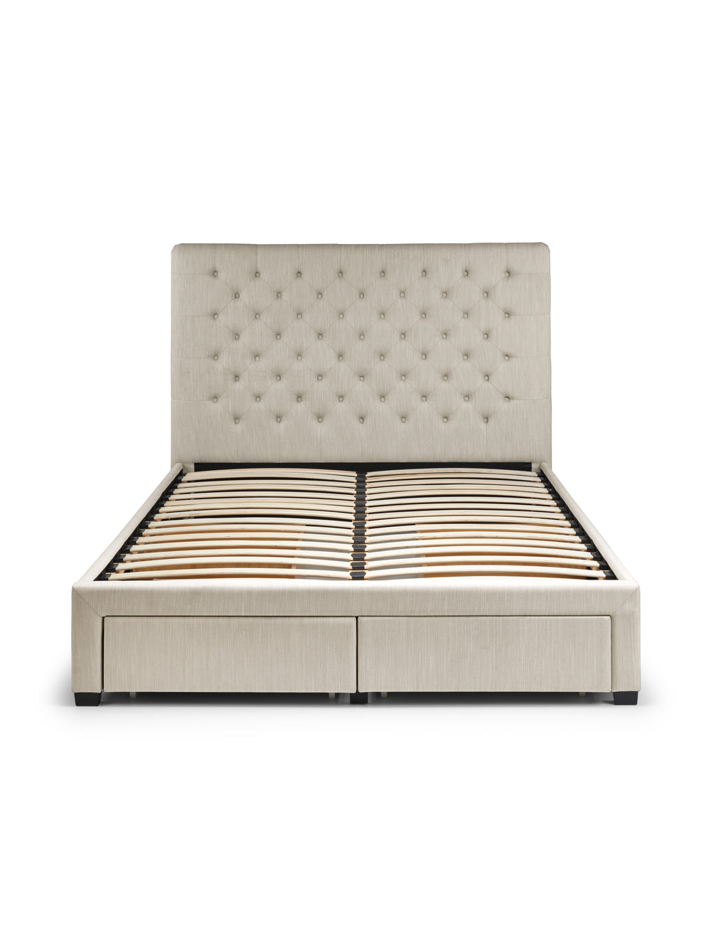 Wilton Upholstered 4 Drawer Storage Bed Frame - Oatmeal Linen, Super King