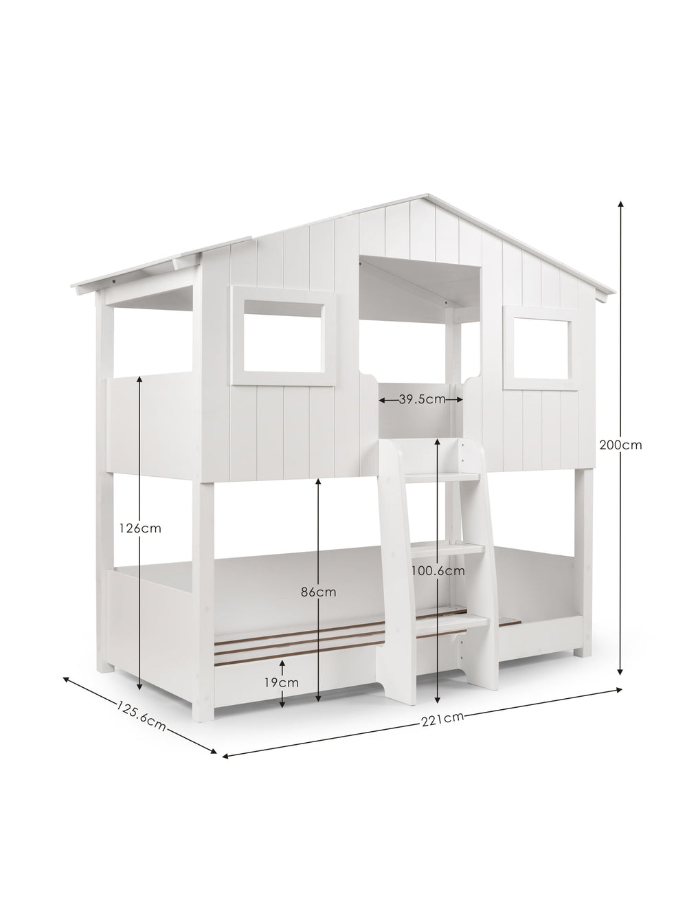 Willow Treehouse Bunk Bed – White, Single