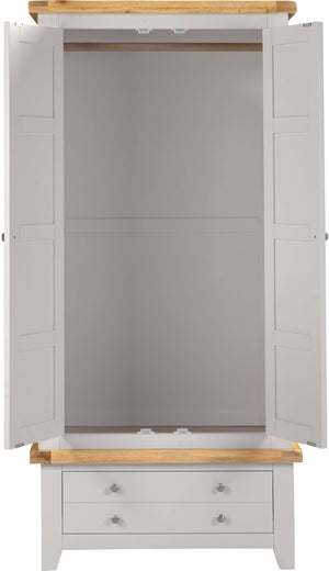Windsor 2 Door 1 Drawer Wardrobe - PEBBLE GREY/OAK