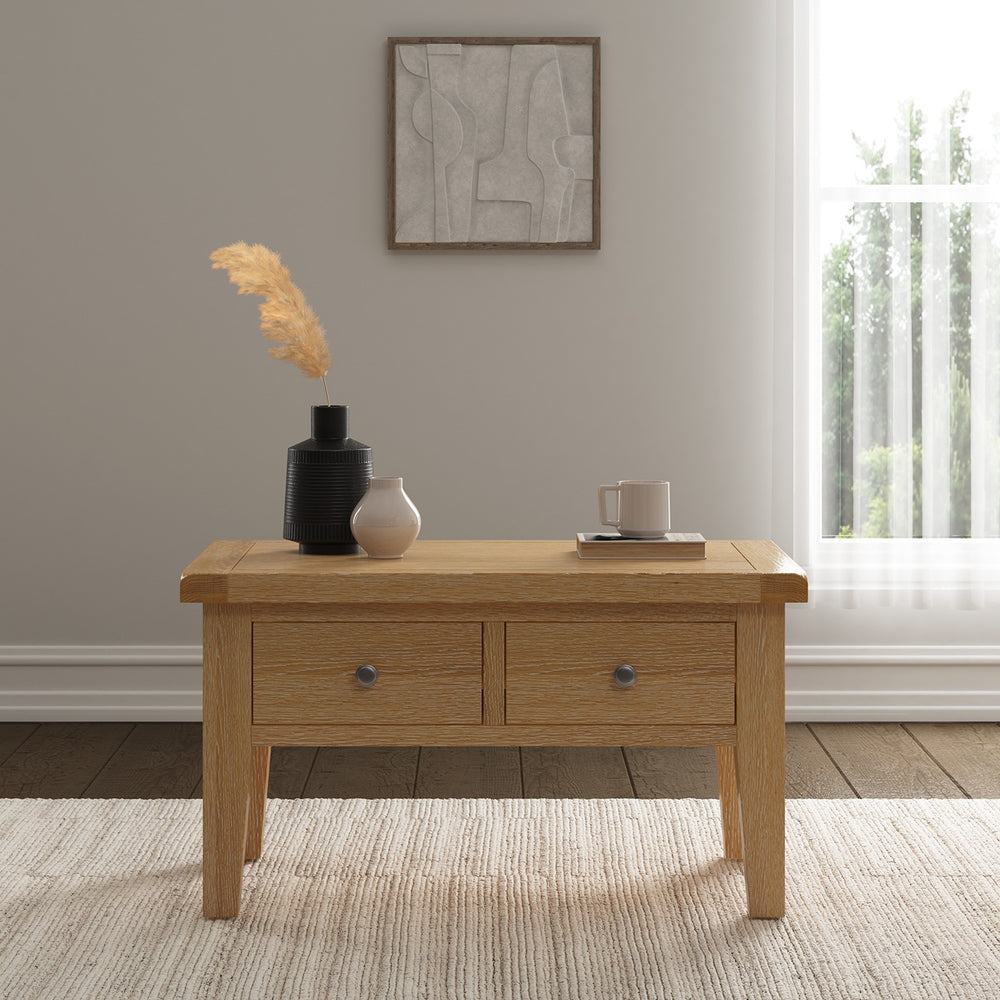 Windsor 2 Drawer Coffee Table - NATURAL OAK